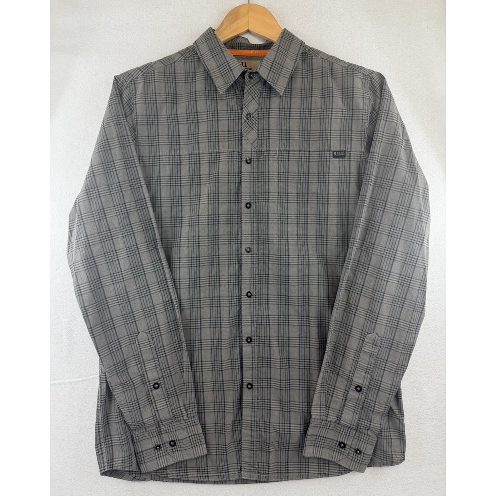 5.11 Tactical Mens Small Gray Plaid Echo Long Sleeve Snap Button Up Shirt #72494